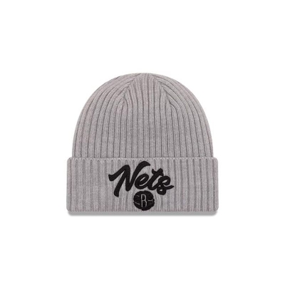 Brooklyn Nets Gorra | New Era NBA Draft Cuff Knit Beanie Mexico - Grises